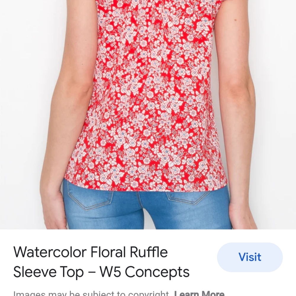 W5 WATERCOLOR FLORAL RUFFLE SLEEVE TOP SIZE MED - Picture 2 of 7